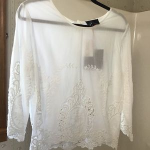 White lace / embroidered Cynthia Rowell  Top